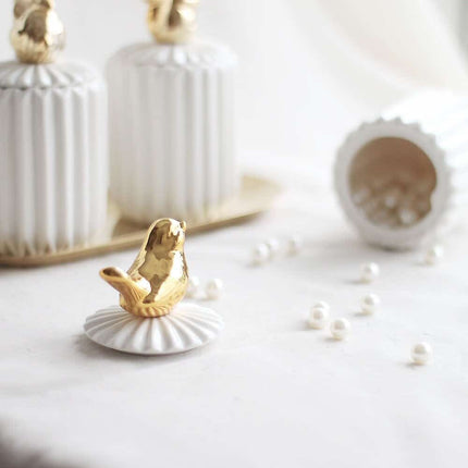 Small Animal Ceramic Storage Pot with Lid - Wnkrs