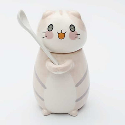Cute Cat Shaped Ceramic Coffee Mug with Spoon - Wnkrs