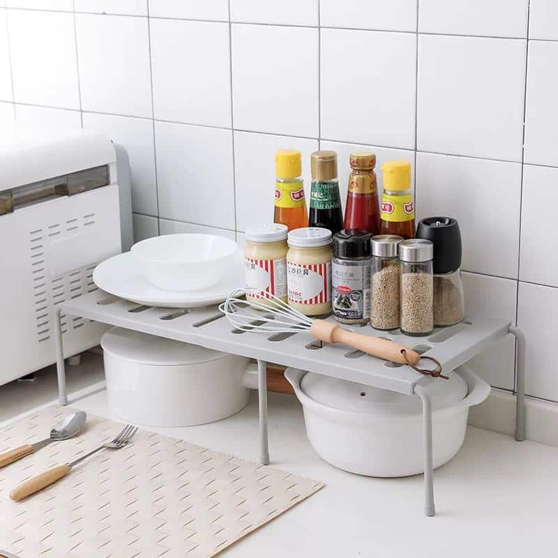 Storage Rack in White and Grey