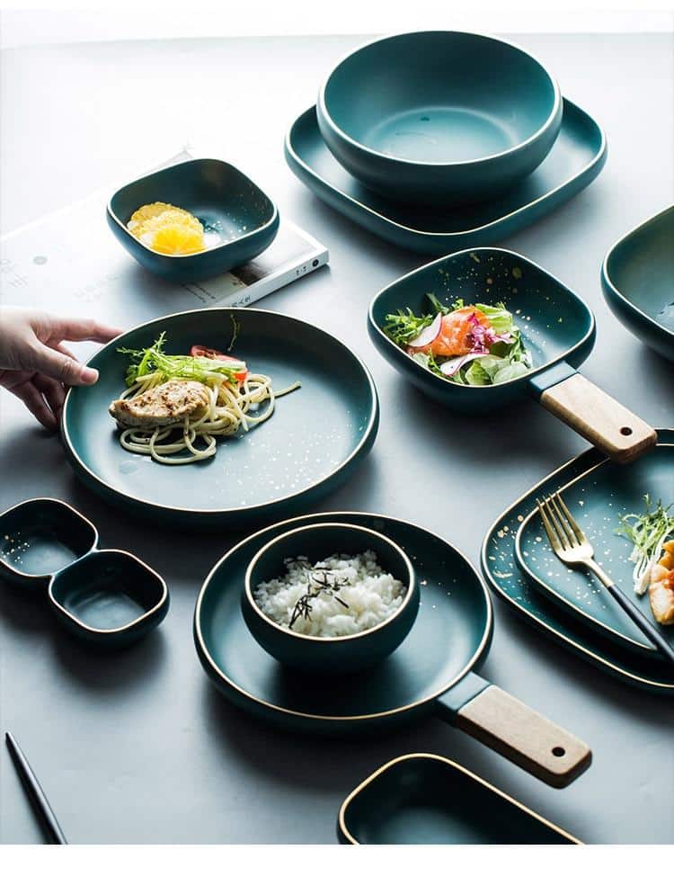 Retro Green Nordic Ceramic Tableware Set