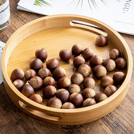 Solid Wood Round Serving Tray with Handles - Wnkrs