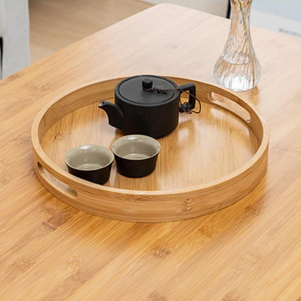 Solid Wood Round Serving Tray with Handles - Wnkrs