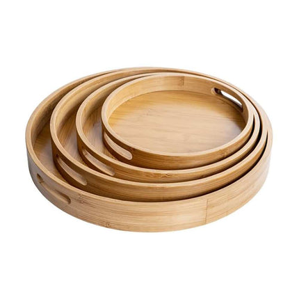 Solid Wood Round Serving Tray with Handles - Wnkrs