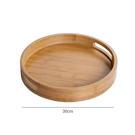 Solid Wood Round Serving Tray with Handles - Wnkrs