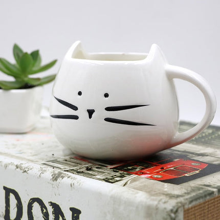 Cartoon Cat Shaped Coffee Mug with Spoon - Wnkrs