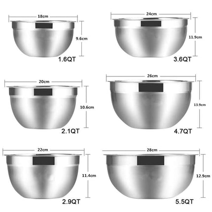 Stainless Steel Mixing Bowl 6 Pcs Set - Wnkrs