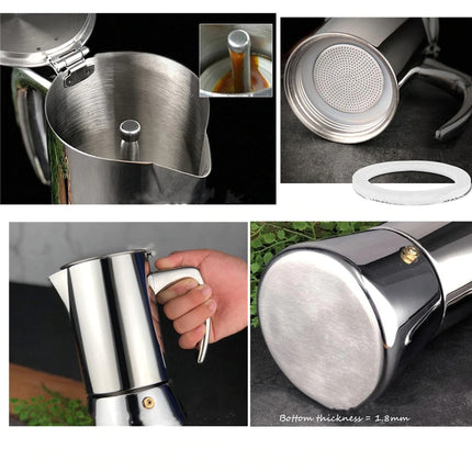 Silver Color 304 Stainless Steel Espresso Coffee Maker - Wnkrs