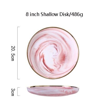 Pink Marbe Designed Porcelain Dinner Plates - Wnkrs