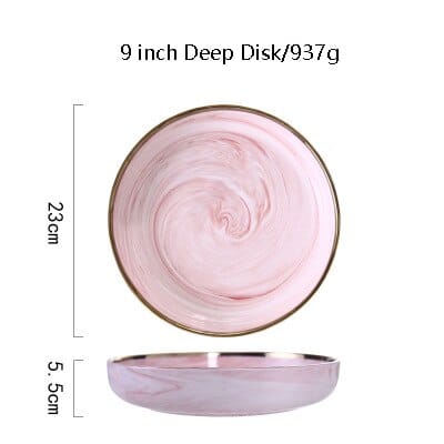 Pink Marbe Designed Porcelain Dinner Plates - Wnkrs