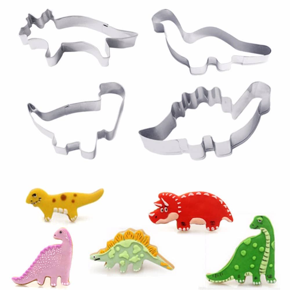 Dinosaur Stainless Steel Cookie Cutters, 4-Piece Set
