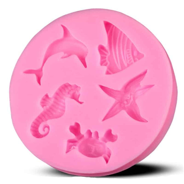 Sea Dolphin / Hippocampus Starfish Pink Silicone Mold - wnkrs