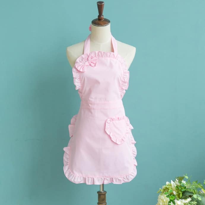 Women's Waterproof Pink Victorian Lace Apron
