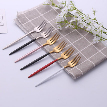 304 Stainless Steel Fork with Colorful Short Handle - wnkrs
