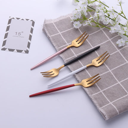 304 Stainless Steel Fork with Colorful Short Handle - wnkrs