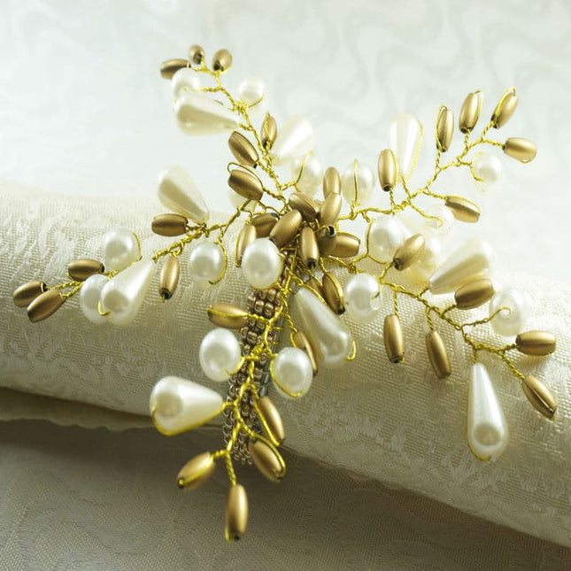 Set of 12 Pearl Flower Napkin Rings - wnkrs