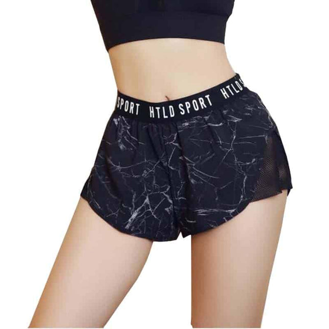 Loose Women's Fitness Shorts with Marble Print - Wnkrs