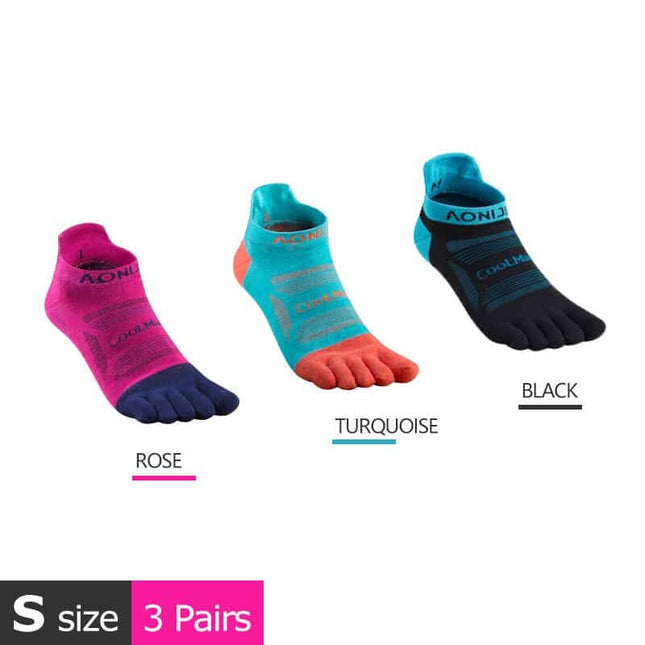 Colorful Coolmax Athletic Toe Socks 3 Pairs Set - Wnkrs