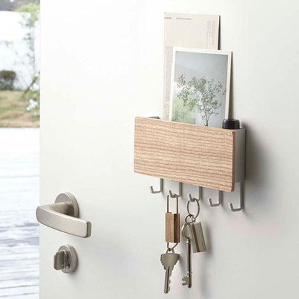 Wall Mounted Wood Colored Rack with Hooks - wnkrs