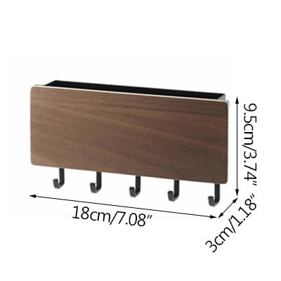 Wall Mounted Wood Colored Rack with Hooks - wnkrs