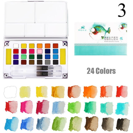 12-36 Colors Watercolor Paints Set with Water Color Brush - wnkrs