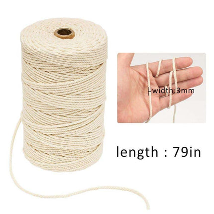 Durable 200 m White Cotton Twisted Cord for Macrame - Wnkrs
