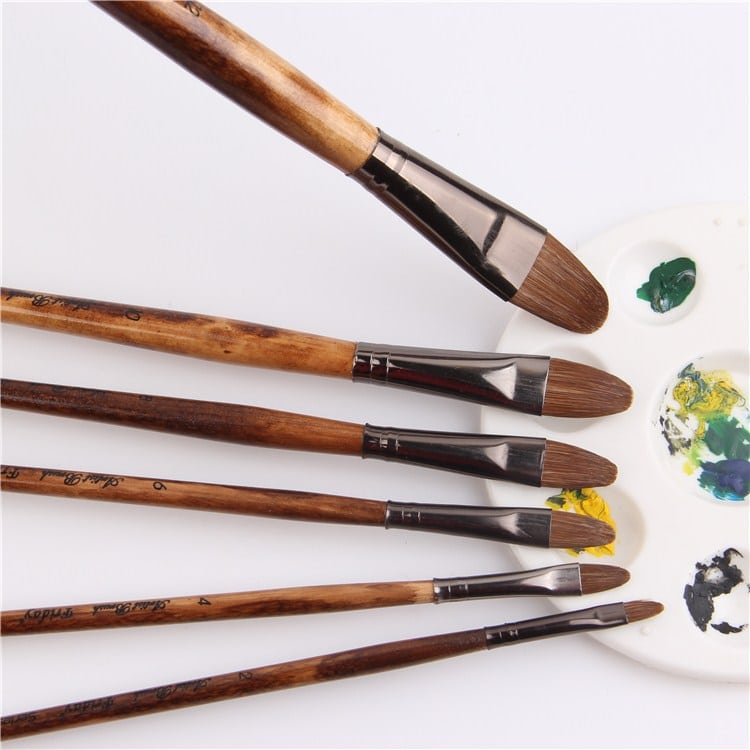 Weasel Hair Oil Brushes 6 Pcs Set