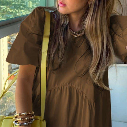 Women's Casual Dress with Puff Sleeves - Wnkrs