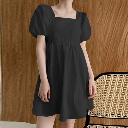 Women's Summer Casual Short Dress with Puff Sleeves - Wnkrs