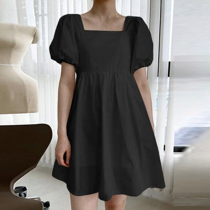 Women's Summer Casual Short Dress with Puff Sleeves - Wnkrs