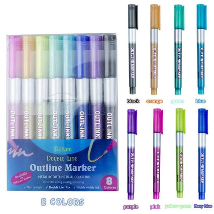 Fluorescent Metallic Drawing Markers Set - Wnkrs