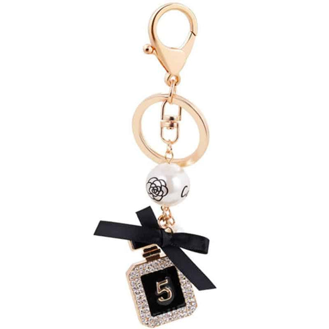 Coco Perfume Bottle Shaped Gold Color Metal Keychain - Wnkrs