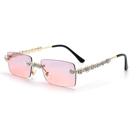 Women's Rimless Rectangular Sunglasses - wnkrs