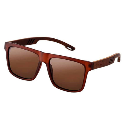 Men's Polarized Square Sunglass with Wooden Temples - wnkrs