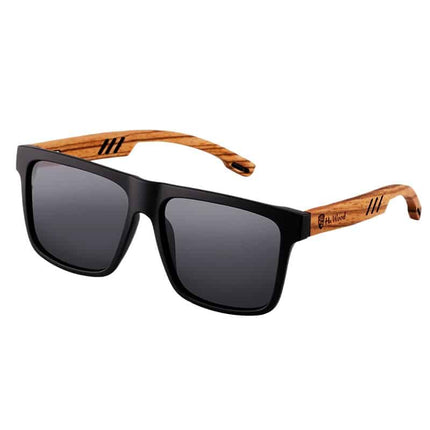 Men's Polarized Square Sunglass with Wooden Temples - wnkrs