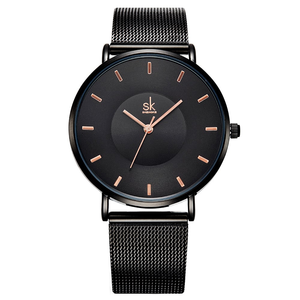Ultra Thin Wristwatches for Women with Metal Mesh Strap
