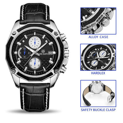 Quartz Wristwatches for Men with Leather Strap and Chronograph - wnkrs