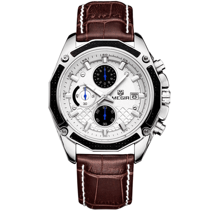 Quartz Wristwatches for Men with Leather Strap and Chronograph - wnkrs