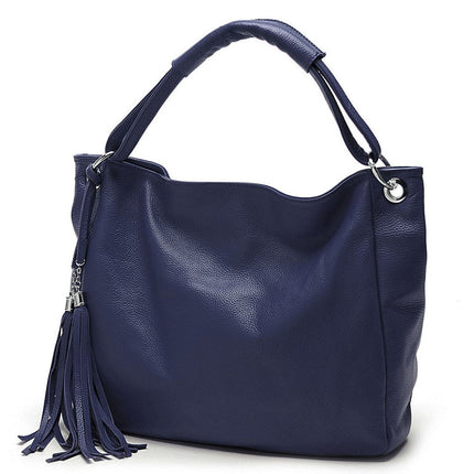 Soft Genuine Leather Tassel Tote Bag - Wnkrs