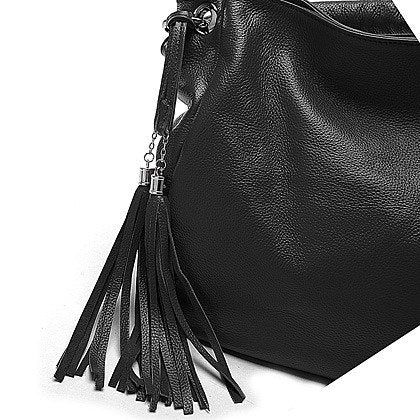 Soft Genuine Leather Tassel Tote Bag - Wnkrs