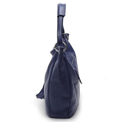 Soft Genuine Leather Tassel Tote Bag - Wnkrs