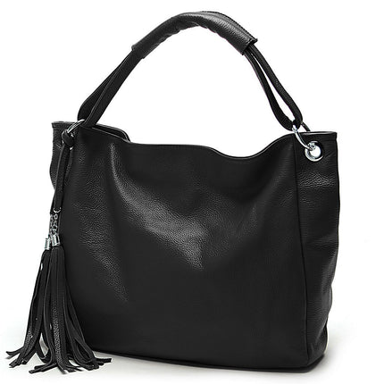 Soft Genuine Leather Tassel Tote Bag - Wnkrs