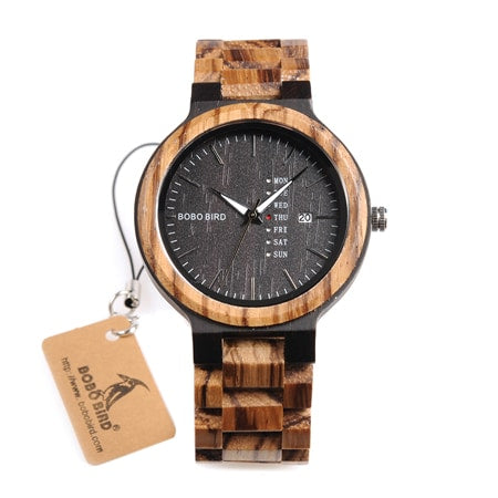 Men's Wooden Quartz Watch with Week Display - wnkrs