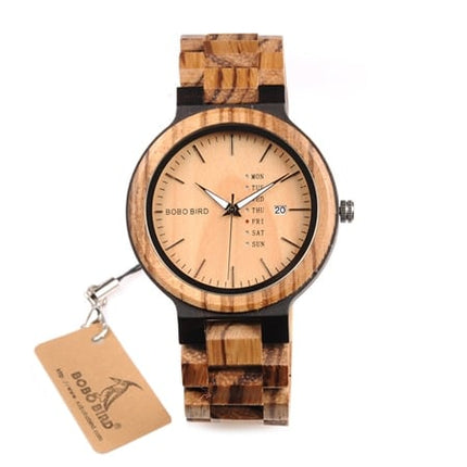 Men's Wooden Quartz Watch with Week Display - wnkrs