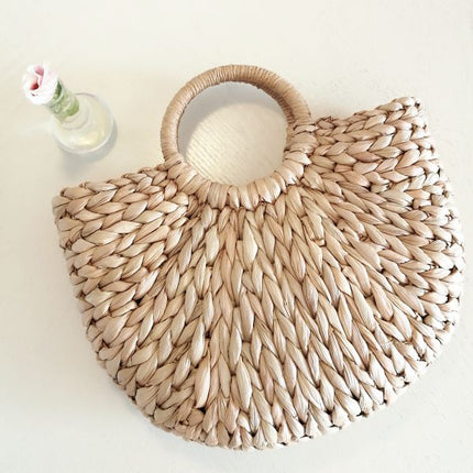 Semicircular Women's Straw Bag - wnkrs