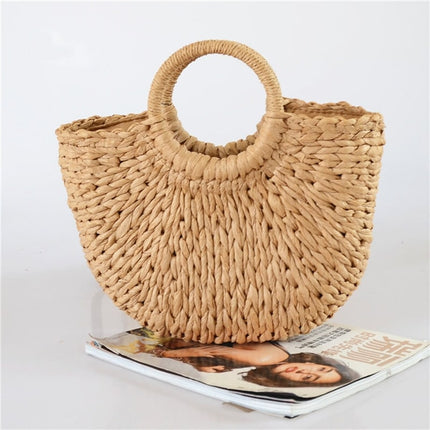 Semicircular Women's Straw Bag - wnkrs