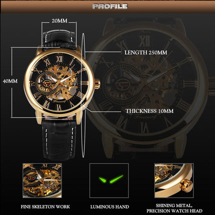 3D Leather Mechanical Automatic Skeleton Watches for Men - wnkrs