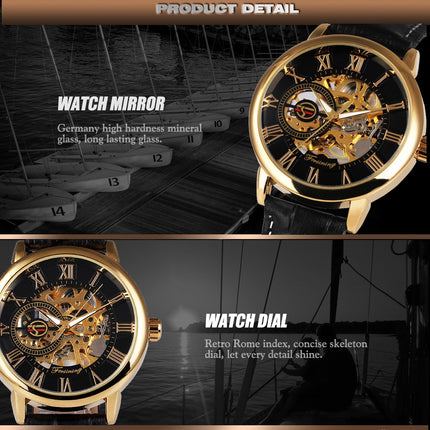 3D Leather Mechanical Automatic Skeleton Watches for Men - wnkrs