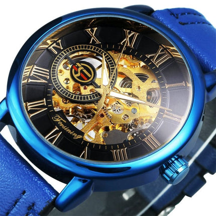 3D Leather Mechanical Automatic Skeleton Watches for Men - wnkrs