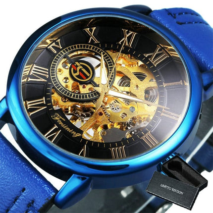 3D Leather Mechanical Automatic Skeleton Watches for Men - wnkrs