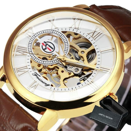 3D Leather Mechanical Automatic Skeleton Watches for Men - wnkrs